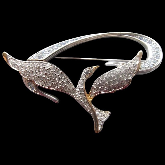 1999 Authentic Swarovski “Freedom Dove” Rhinestones Brooch - Picture 2 of 8
